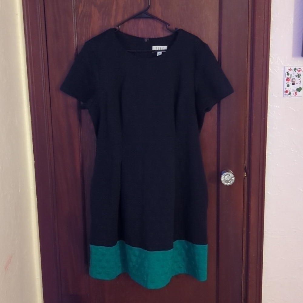 Elle Black & Turquoise Short Sleeve Dress Size XXL
